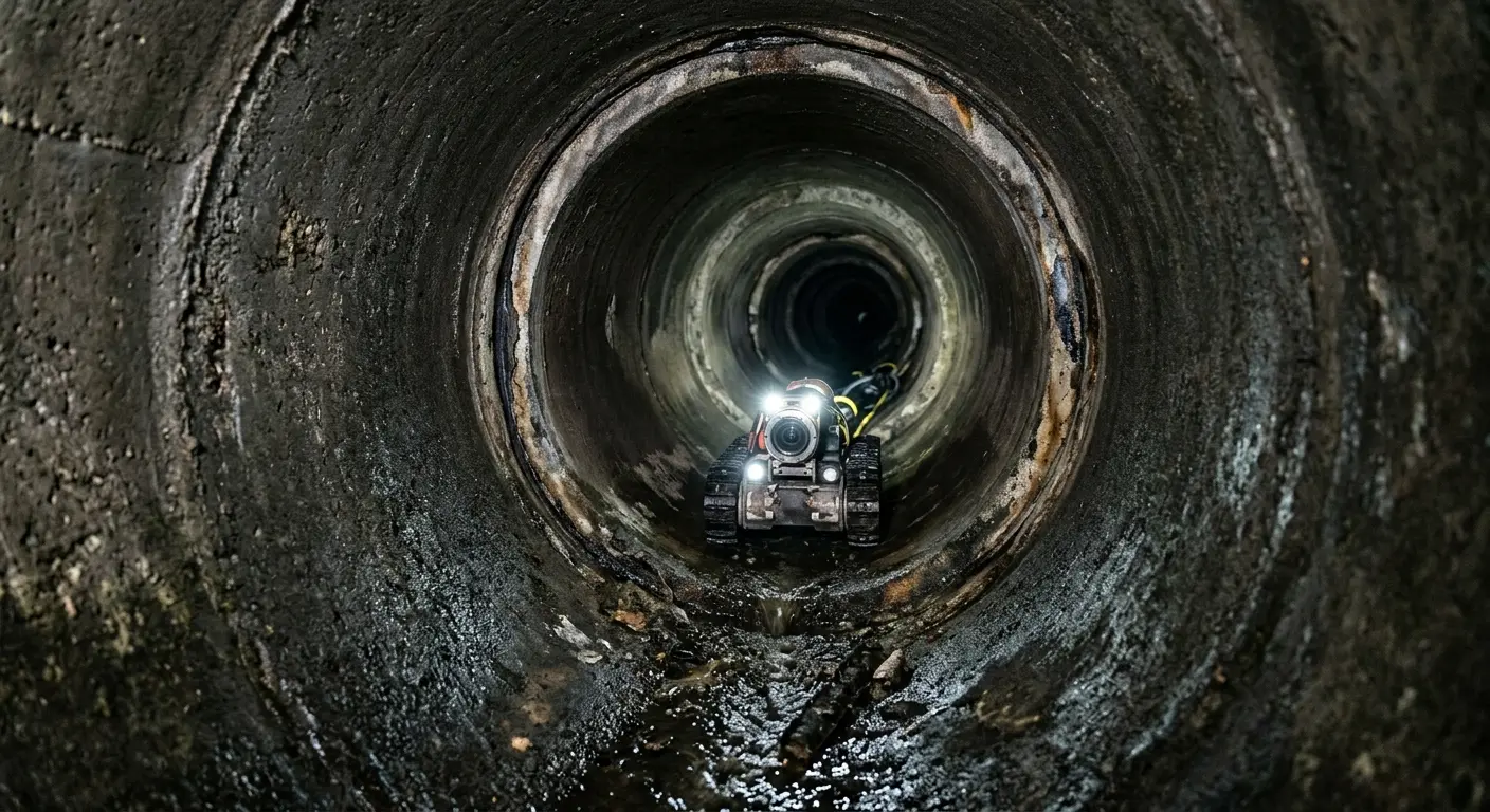 Robotic sewer camera inspecting pipe interior for Sewer Line Cleaning in Van Buren